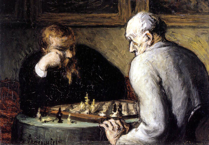 Det er spillet og spillerne, ikke brikkene, som er viktig. Honoré Daumier: Sjakkspillerne, oljemaleri, 1863. (Foto: (Bilde: Wikimedia Commons)) Det er spillet og spillerne, ikke brikkene, som er viktig. Honoré Daumier: Sjakkspillerne, oljemaleri, 1863. (Foto: (Bilde: Wikimedia Commons))