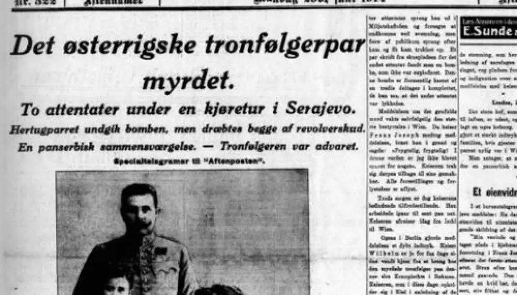 Skuddene i Sarajevo ga gjenlyd i Kristiania