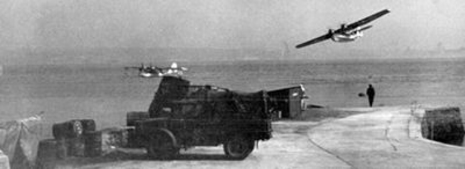 Catalina-fly over hjemmebasen i Woodhaven i Skottland under andre verdenskrig. (Foto: 333 skvadron)