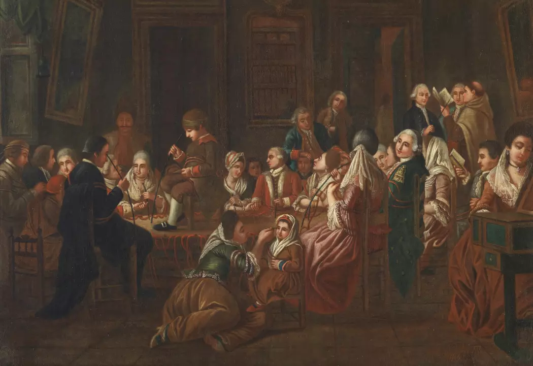 Den berømte - og etterhvert noe beryktede - Franz Mesmer helbreder pasienter ved hjelp av mystisk magnetisme. Mesmer selv står i bakgrunnen med en metallstav i hånden. Seansene skulle føre til et viktig vendepunkt i medisinsk historie. Her foreviget av en fransk maler rundt 1780.