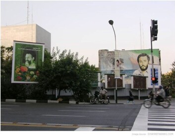 Gatebilder av iranske martyrer. Martyrdom har en sterk posisjon i iransk kultur, ifølge Gilda Seddighi. (Foto: Shahrefarang.com) Gatebilder av iranske martyrer. Martyrdom har en sterk posisjon i iransk kultur, ifølge Gilda Seddighi. (Foto: Shahrefarang.com)