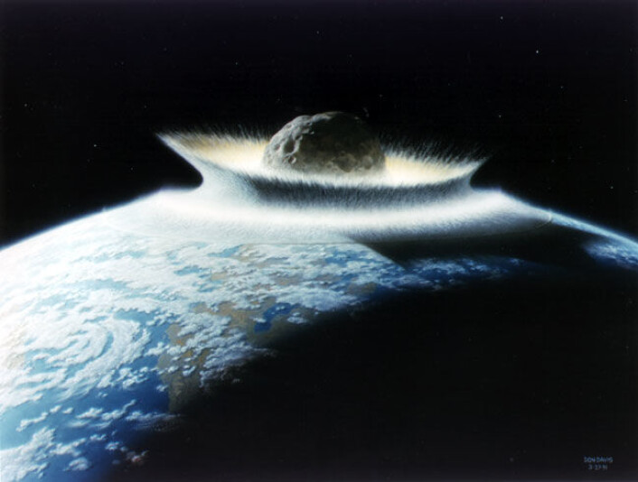 Før eller siden vil en stor asteroide treffe jorda, men det kan være veldig lenge til. (Illustrasjon: Don Davis, NASA) Før eller siden vil en stor asteroide treffe jorda, men det kan være veldig lenge til. (Illustrasjon: Don Davis, NASA)