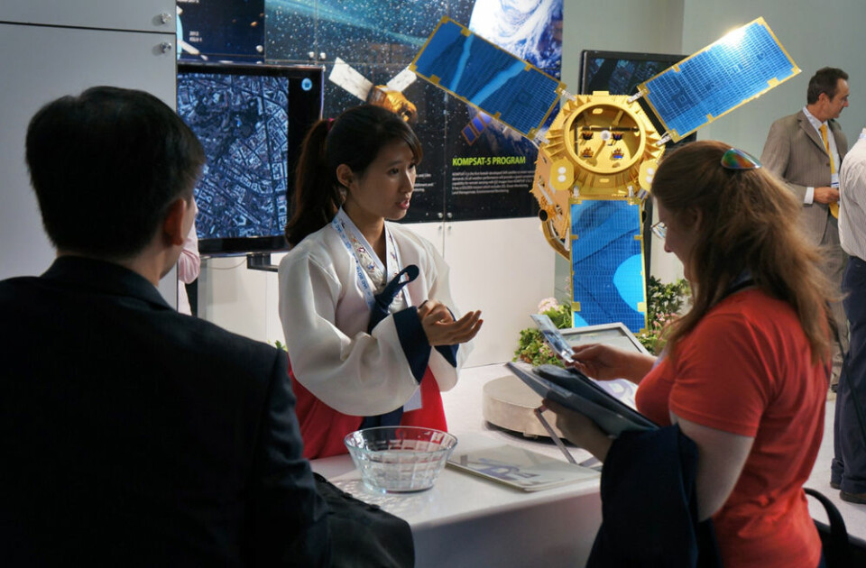 Standen til Sør-Korea på Den internasjonale romfartskongressen i Napoli, 2012. (Foto: Arnfinn Christensen)