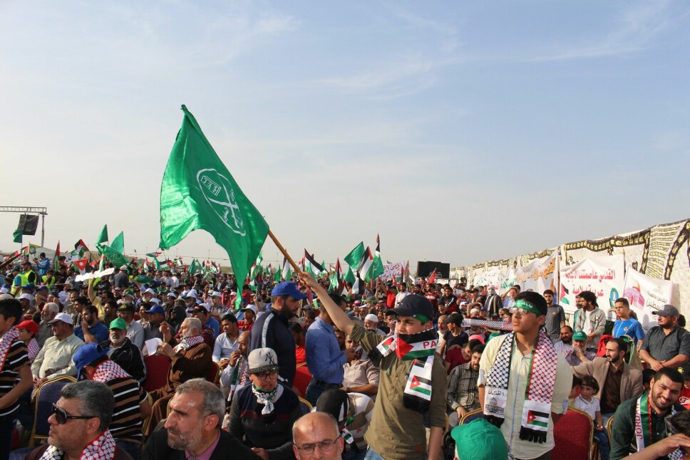 The Muslim Brotherhood and their supporters demonstrating for democracy during the Arab Spring of 2011.