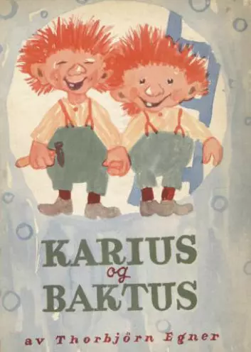 Først i andre utgave fra 1949 blir Karius og Baktus til de trollene vi kjenner. Men da hadde begge rødt hår. (Foto: (Illustrasjon: Thorbjørn Egner))