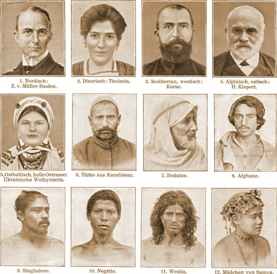 Etniske grupper, slik de var framstilt i det tyske Meyers Blitz-Lexicon i 1932. (Foto: (Bilde: Wikimedia Commons))