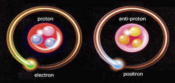 Antimaterie er identisk med vanlig materie bortsett fra at antimaterien har omvendt ladede atomer. Når de to møtes oppheves de i et energiblaff. (Illustrasjon: AEgiS) Antimaterie er identisk med vanlig materie bortsett fra at antimaterien har omvendt ladede atomer. Når de to møtes oppheves de i et energiblaff. (Illustrasjon: AEgiS)