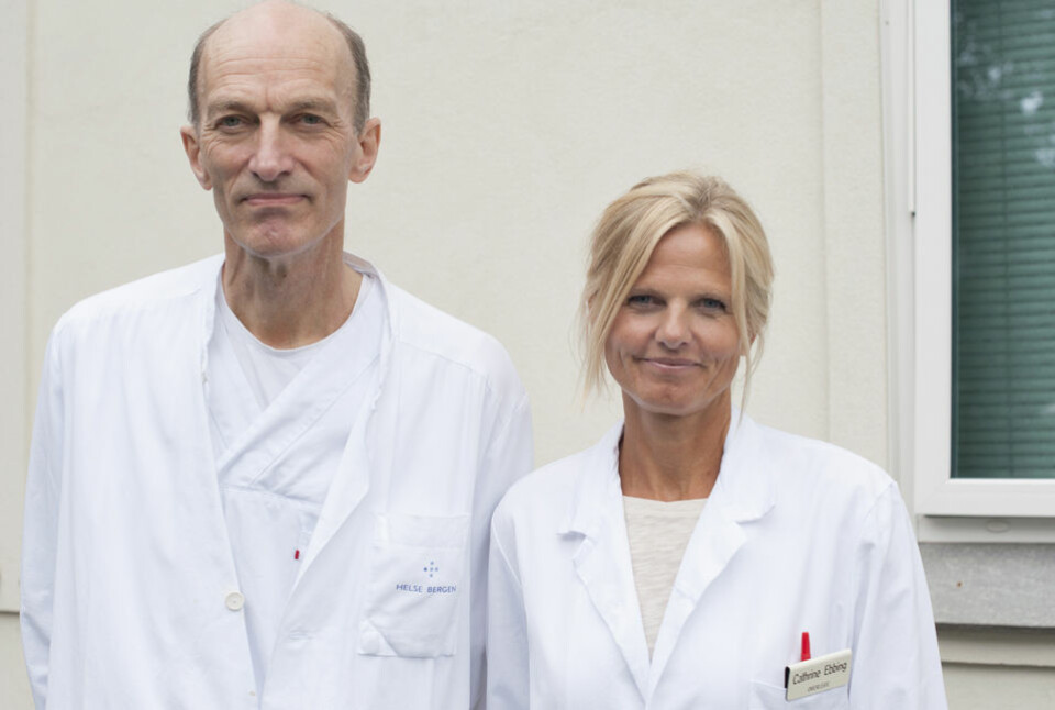 Cathrine Ebbing og Svein Rasmussen, to av forskerne som står bak den nye studien. (Foto: Helga Maria Sulen Sund, Haukeland Universitetssykehus)
