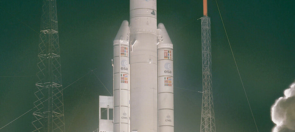 ENVISAT skytes opp fra Kourou i Fransk Guyana 1. mars 2002 klokka 02:07 norsk tid, med en Ariana-5-rakett. ESA