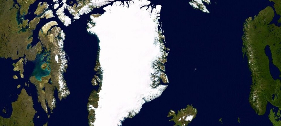 "Funnet ble gjort på Grønland, her vist i form av et satellittfoto."