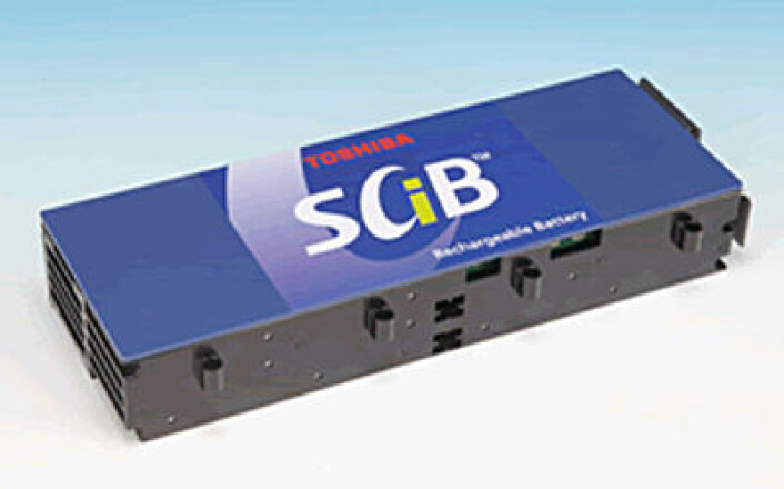 Super Charge Ion Battery (SCiB) fra Toshiba. (Foto: Toshiba/Wikimedia Commons) Super Charge Ion Battery (SCiB) fra Toshiba. (Foto: Toshiba/Wikimedia Commons)