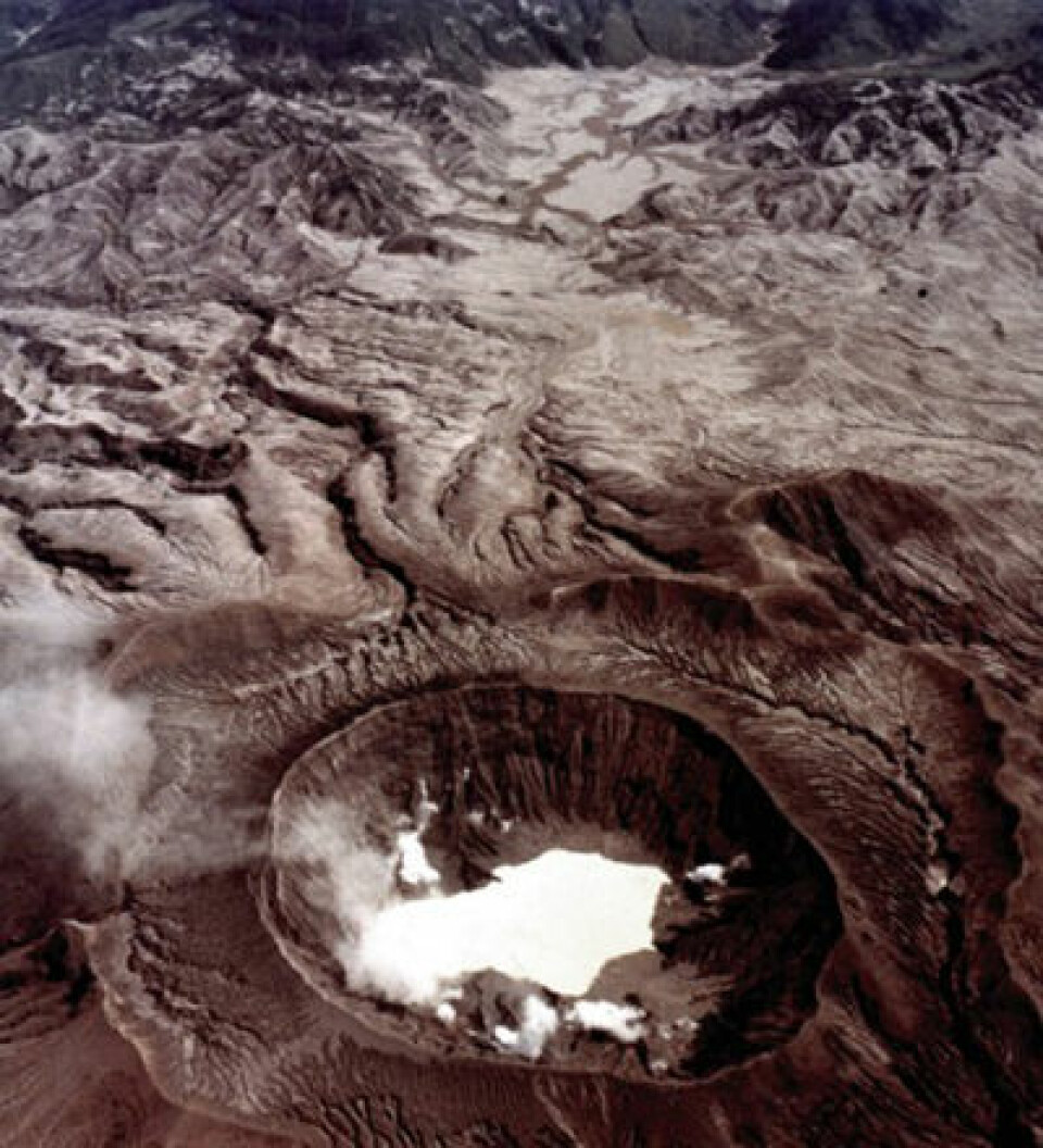 El Chichón i Mexico sju måneder etter utbruddet i 1982. (Foto: NASA/Wikimedia Commons)