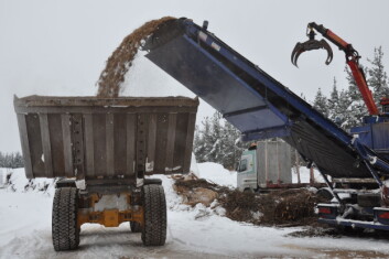 Flising av grot - greiner og topper. (Foto: Tore Filbakk, Skog og landskap) Flising av grot - greiner og topper. (Foto: Tore Filbakk, Skog og landskap)