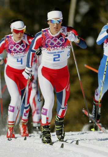 Marit Bjørgen på vei mot gull på 15-kilometeren under OL i Sotsji i 2014. (Foto: www.colourbox.no)