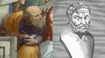 To av de joniske filosofene, Anaximander (t.v.) og Thales. (Foto: (Illustrasjoner: Wikimedia Commons))
