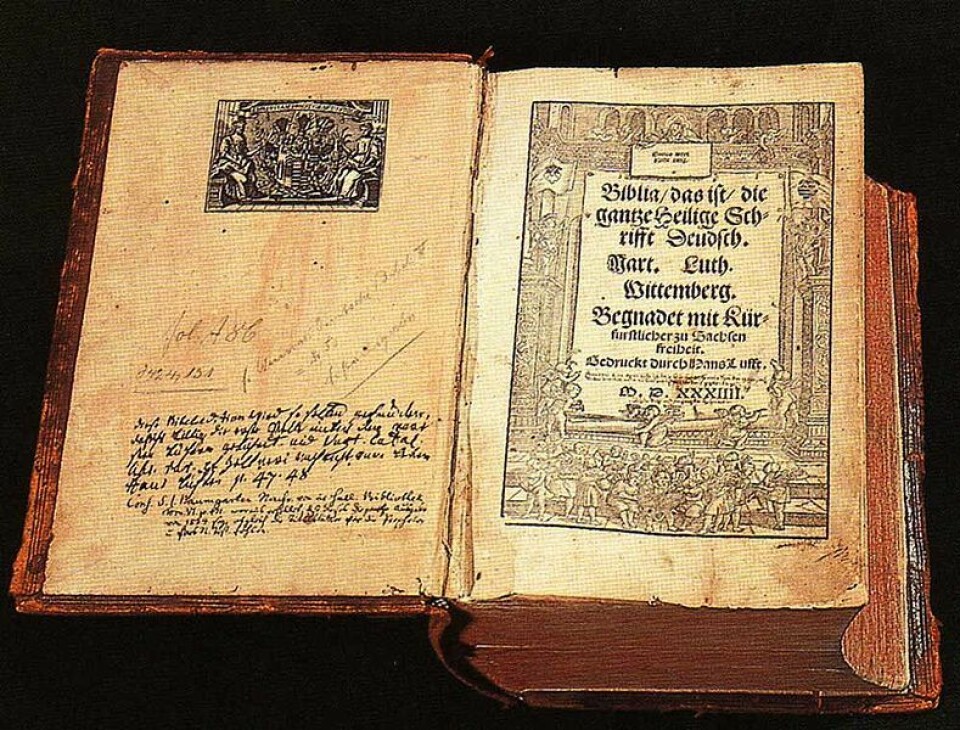 Martin Luthers bibel på tysk, fra 1534. (Foto: (Torsten Schleese/Wikimedia Commons))