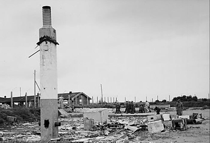 Bildet er fra 1945, og viser deler av leiren slik den framsto i 1945 Bildet er fra 1945, og viser deler av leiren slik den framsto i 1945