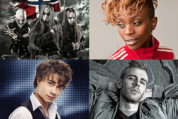Dimmu Borgir, Stella Mwangi, Alexander Rybak og Lars Vaular. (Foto: Metal Hammer Norway, Rashid Akrim/NRK P3, Fredrik Arff/Dinamo/NRK og promo.) Dimmu Borgir, Stella Mwangi, Alexander Rybak og Lars Vaular. (Foto: Metal Hammer Norway, Rashid Akrim/NRK P3, Fredrik Arff/Dinamo/NRK og promo.)