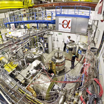ALPHA-eksperimentet i CERN, hvor antihydrogen-atomene er framstilt og lagret. (Foto: Niels Madsen, CERN) ALPHA-eksperimentet i CERN, hvor antihydrogen-atomene er framstilt og lagret. (Foto: Niels Madsen, CERN)