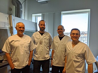 Part of the development team. From left, Magnar Bjørås, Sten Even Erlandsen, senior engineer from the Genomic Core Facility (GFC), Lars Hagen, general manager of the Proteomics and Modomics Experimental Core Facility (PROMEC), and Per Arne Aas, senior engineer from the Department of Clinical and Molecular Medicine. Part of the development team. From left, Magnar Bjørås, Sten Even Erlandsen, senior engineer from the Genomic Core Facility (GFC), Lars Hagen, general manager of the Proteomics and Modomics Experimental Core Facility (PROMEC), and Per Arne Aas, senior engineer from the Department of Clinical and Molecular Medicine.