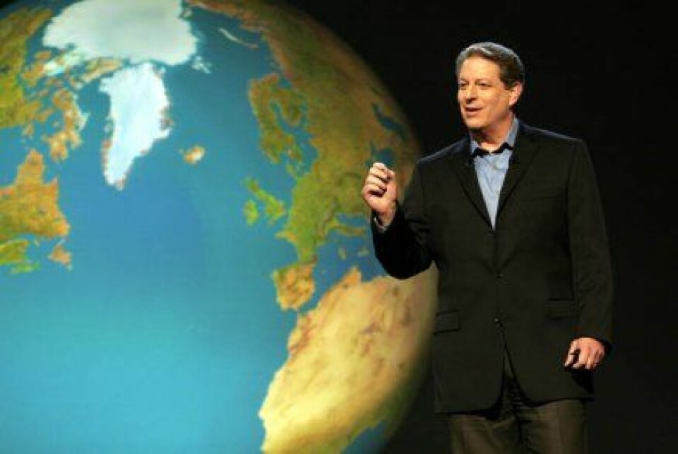'Filmen An Inconvenient Truth handler mye om hvordan Al Gore holder foredrag om klima. Det viser seg at han ikke hadde alle faktaene helt på plass. (Foto: United International Pictures)'
