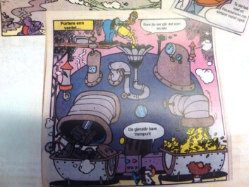 Faksimile fra Donald Duck der Petter Smart har funnet opp en maskin med klare paralleller til maskinen som Sintef nå lager. Faksimile fra Donald Duck der Petter Smart har funnet opp en maskin med klare paralleller til maskinen som Sintef nå lager.