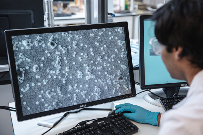Slik ser de magnetiske nanopartiklene ut, sterkt forstørret. Slik ser de magnetiske nanopartiklene ut, sterkt forstørret.