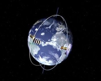 "Illustrasjonen viser banen til den Europeiske satellitten MetOp og en amerikansk NOAA-satellitt, som begge flyr i lave polare baner." "Illustrasjonen viser banen til den Europeiske satellitten MetOp og en amerikansk NOAA-satellitt, som begge flyr i lave polare baner."