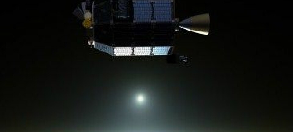 Romsonden LADEE som blir skoten opp i september skal samle støv frå månens atmosfære. NASA Ames / Dana Berry