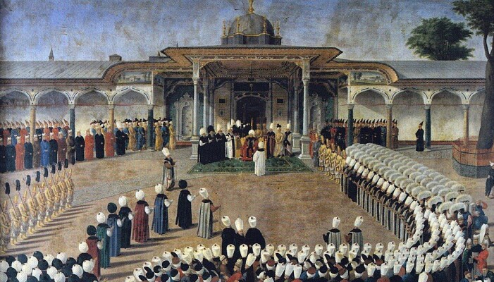 Sultanen Selim III tok imot besøkende i Topkapi-palasset i Istanbul rundt 1800. Det osmanske riket eksisterte helt fra 1400-tallet, fram til slutten på 1. verdenskrig i 1918. Sultanen Selim III tok imot besøkende i Topkapi-palasset i Istanbul rundt 1800. Det osmanske riket eksisterte helt fra 1400-tallet, fram til slutten på 1. verdenskrig i 1918.