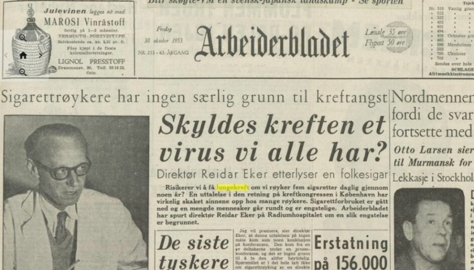 Kreft har blitt omtalt av norske medier siden 1950-tallet. I 1953 meldte Arbeiderbladet at sigarettrøykere ikke har noen grunn til kreftangst.