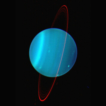Superionisk vann kan finnes i dypet av atmosfæren på kjempeplanetene Uranus (bildet) og Neptun. (Foto: Lawrence Sromovsky, University of Wisconsin-Madison, Keck Observatory)