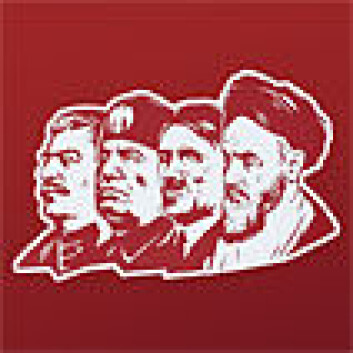Stalin, Mussolini, Hitler og Khomeini. (Illustrasjon: Drømmen om det fullkomne samfunn/Aschehoug) Stalin, Mussolini, Hitler og Khomeini. (Illustrasjon: Drømmen om det fullkomne samfunn/Aschehoug)