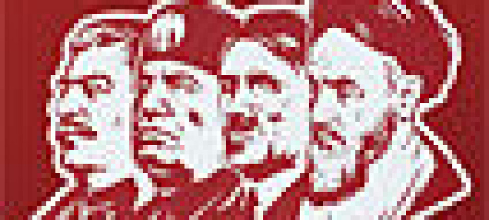 Stalin, Mussolini, Hitler og Khomeini. (Illustrasjon: Drømmen om det fullkomne samfunn/Aschehoug)