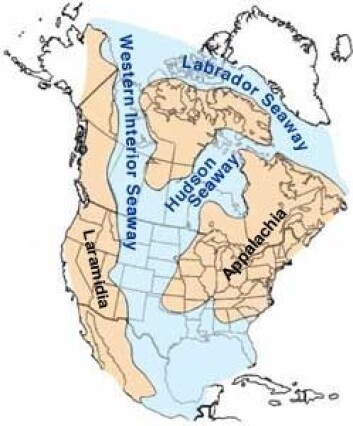 Lythronaxen levde på det isolerte øy-kontinentet Laramidia. (illustrasjonsfoto: Wikimedia/United States Geological Survey) Lythronaxen levde på det isolerte øy-kontinentet Laramidia. (illustrasjonsfoto: Wikimedia/United States Geological Survey)