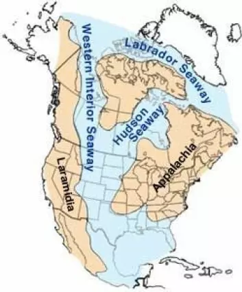 Lythronaxen levde på det isolerte øy-kontinentet Laramidia. (illustrasjonsfoto: Wikimedia/United States Geological Survey)
