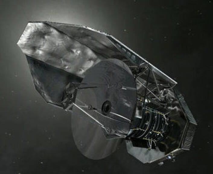 Herschel: Tre tonn med høyteknologi, bl. a. et gigantisk speil. Oppdagelsene herfra ser ut til å bli et av ESAs varige bidrag til vår forståelse av Universet. (ESA) Herschel: Tre tonn med høyteknologi, bl. a. et gigantisk speil. Oppdagelsene herfra ser ut til å bli et av ESAs varige bidrag til vår forståelse av Universet. (ESA)