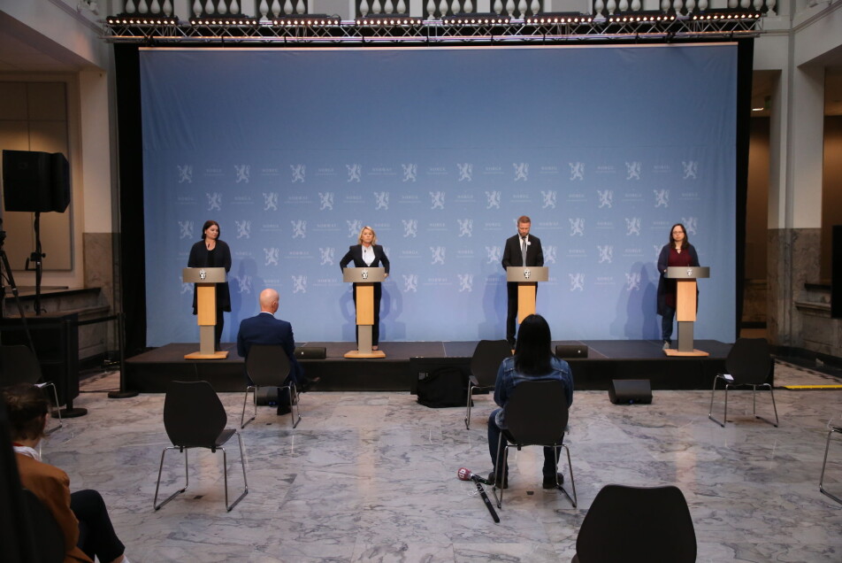 Onsdagens pressekonferanse om koronasituasjonen.