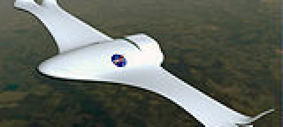 "Konseptskisse av fly med fleksible vinger. (Illustrasjon: NASA)"