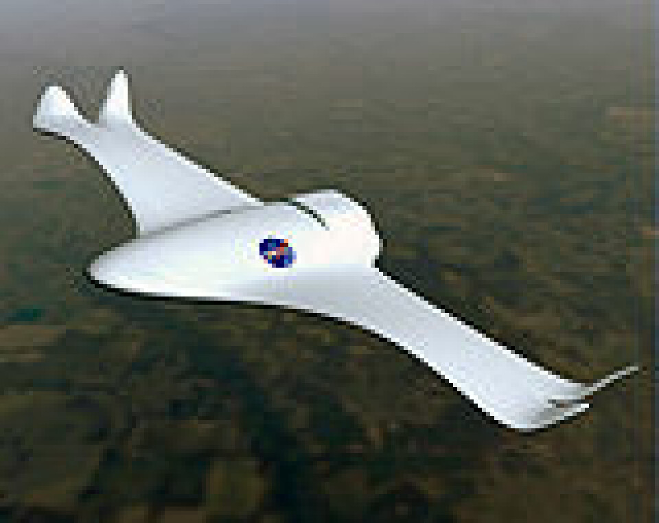 'Konseptskisse av fly med fleksible vinger. (Illustrasjon: NASA)'