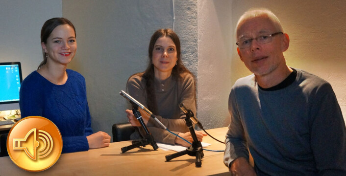 Fra venstre: Ida Kvittingen, Ingrid Spilde og Arnfinn Christensen hører du sammen med redaktør Nina Kristiansen i ukas podcast fra forskning.no. (Foto: Marianne Nordahl, forskning.no) Fra venstre: Ida Kvittingen, Ingrid Spilde og Arnfinn Christensen hører du sammen med redaktør Nina Kristiansen i ukas podcast fra forskning.no. (Foto: Marianne Nordahl, forskning.no)