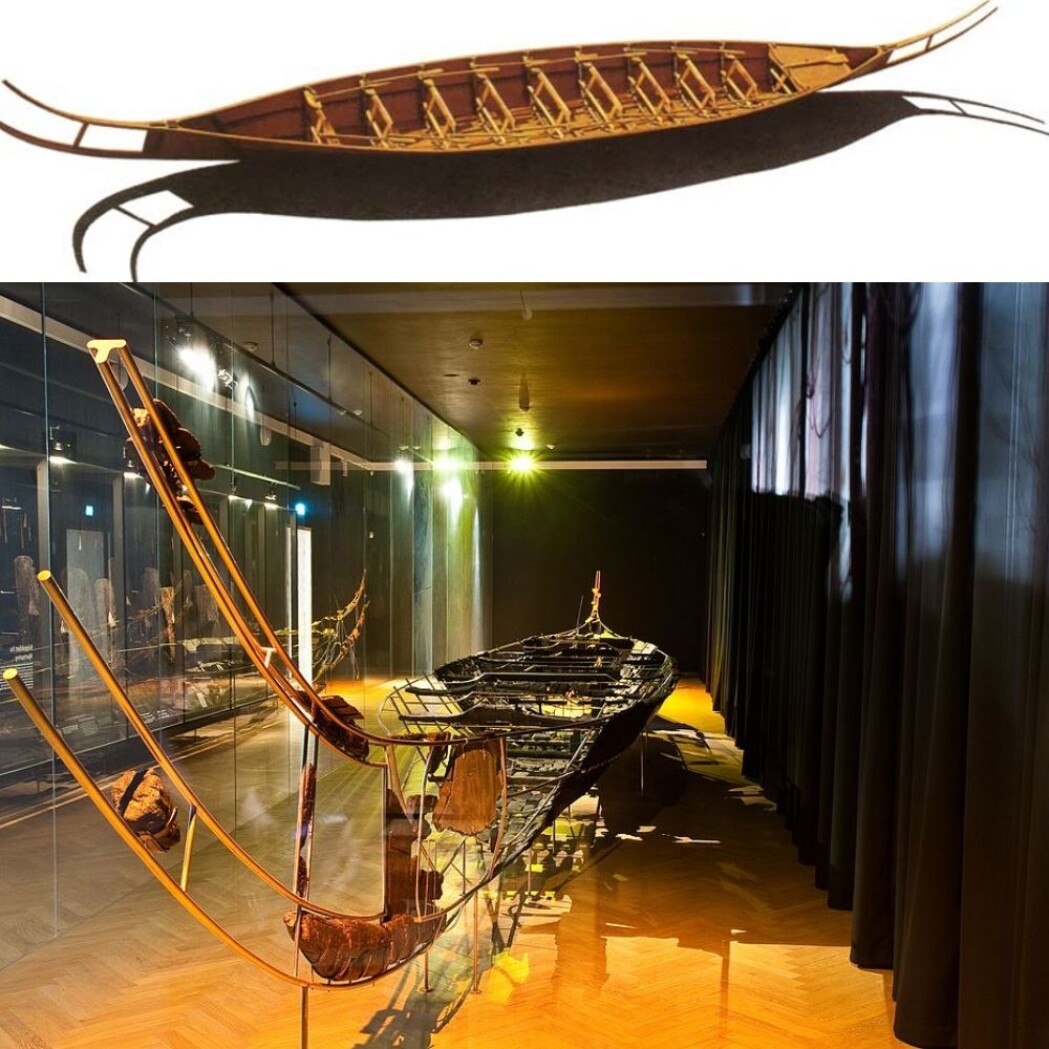 Øverst ser du en kopi av Hjortspringbåten og nederst ser du den ekte versjonen, som du kan kikke nærmere på om du tar turen innom Nationalmuseet i sentrum av København. Snablene foran og bak på fartøyet kjenner du veldig godt igjen fra helleristninger i Norge og Sverige. I Nationalmuseet finner du noen av de aller fineste gjenstandene fra bronsealderen i hele Europa – funnet i Danmark. Det forteller oss at bronsealderen var noe helt spesielt i Norden. Øverst ser du en kopi av Hjortspringbåten og nederst ser du den ekte versjonen, som du kan kikke nærmere på om du tar turen innom Nationalmuseet i sentrum av København. Snablene foran og bak på fartøyet kjenner du veldig godt igjen fra helleristninger i Norge og Sverige. I Nationalmuseet finner du noen av de aller fineste gjenstandene fra bronsealderen i hele Europa – funnet i Danmark. Det forteller oss at bronsealderen var noe helt spesielt i Norden.