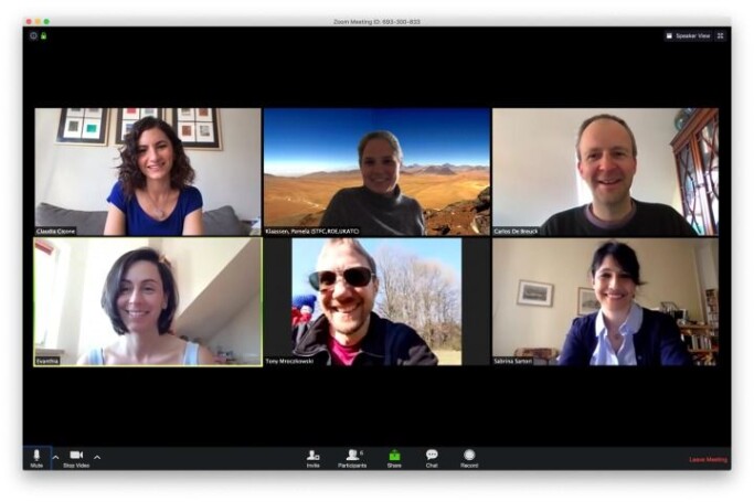 AtLAST design study; the leads on each of the six work packages during a Zoom meeting. AtLAST design study; the leads on each of the six work packages during a Zoom meeting.