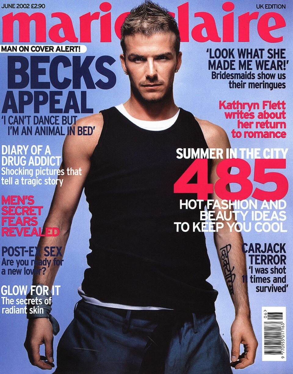 David Beckham var den første mannen som prydet forsiden på magasinet Marie Claire i 2002. (Foto: Scanpix/Reuters)