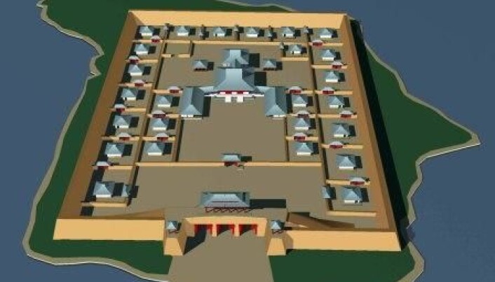 En 3d-modell av hvordan anlegget kan ha sett ut da det var nytt. En 3d-modell av hvordan anlegget kan ha sett ut da det var nytt.