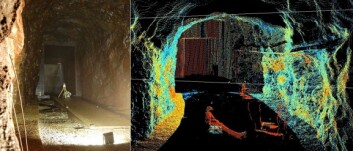 Foto og laserskannet bilde fra sandfanget i Tonstad kraftverk. (Foto: (Illustrasjon: Cedren)) Foto og laserskannet bilde fra sandfanget i Tonstad kraftverk. (Foto: (Illustrasjon: Cedren))