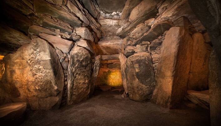 Det indre gravkammeret i Newgrange, der levningene ble funnet. Det indre gravkammeret i Newgrange, der levningene ble funnet.