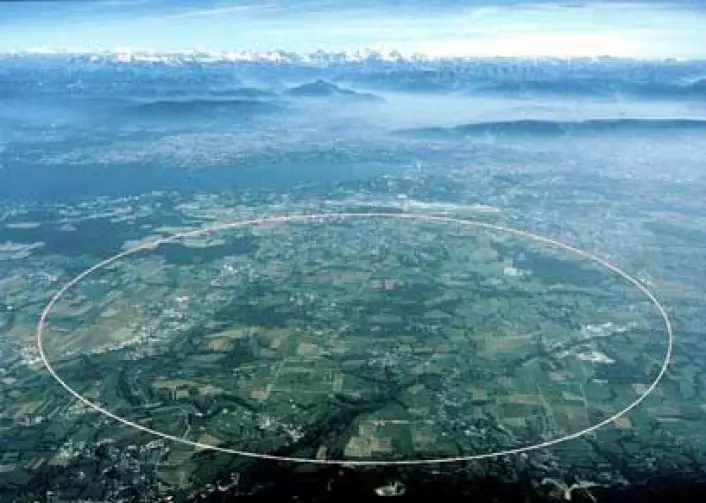 "Dette bildet viser området i Frankrike og Sveits hvor LHC ligger under bakken."