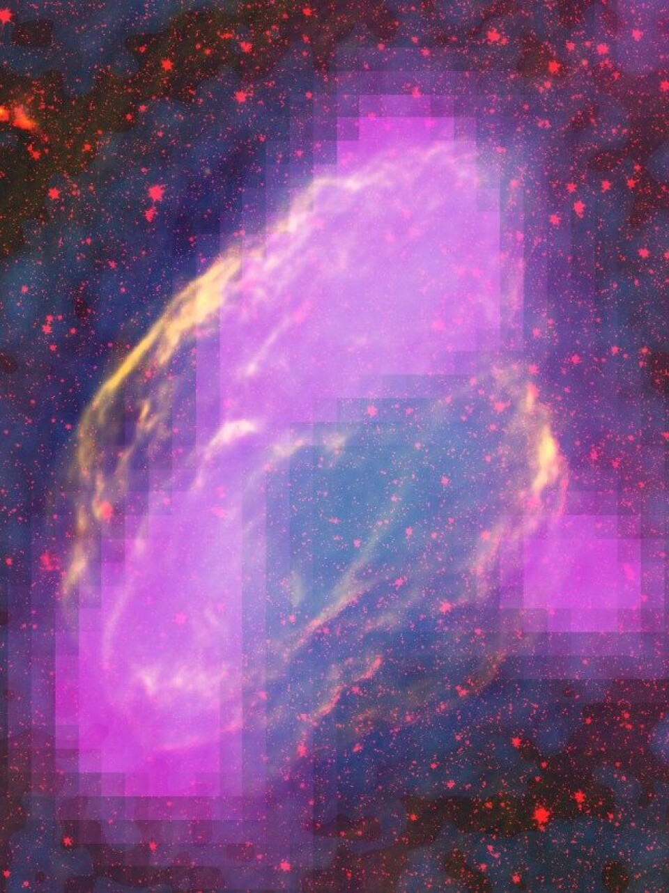 Bilder tatt av Fermi-teleskopet tidligere i år hjalp astronomer til å forstå mer om kosmisk stråling. Bildet viser supernovaen W44. (Foto: NASA/DOE/Fermi LAT Collaboration, ROSAT, JPL-Caltech, og NRAO/AUI)