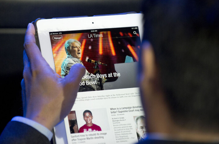Flipboard finnes for flere typer nettbrett og smartmobiler, blant annet iOS, Android og Windows 8. (Foto: Robyn Beck, Afp/Scanpix) Flipboard finnes for flere typer nettbrett og smartmobiler, blant annet iOS, Android og Windows 8. (Foto: Robyn Beck, Afp/Scanpix)